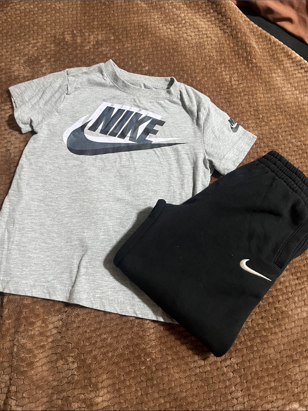 Nike Kids Black Joggers with White Swoosh